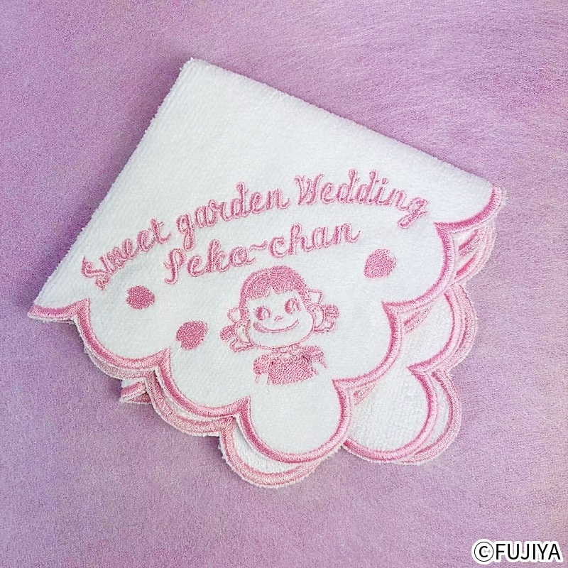 不二家 公式 スウィートガーデンウェディング ペコちゃん スカラップハンカチタオル ハンカチ タオル かわいい