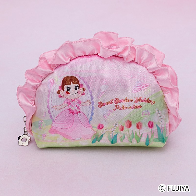 不二家 公式 スウィートガーデンウェディング ペコちゃん フリルポーチ ポーチ 化粧