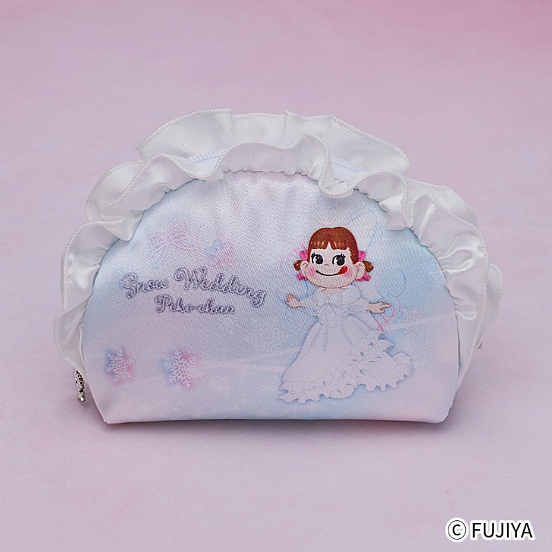 不二家 公式 ペコちゃん ペコ ぺこちゃん キャラクター  ポーチ スカラップ ウェディング 日用品