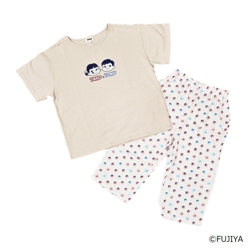 不二家 公式 ペコちゃん ポコちゃん ペコ＆ポコ ルームウェア パジャマ セットアップ Tシャツ パンツ Mサイズ