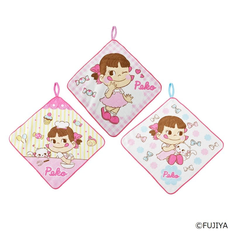 不二家 公式 キュートペコ ルーツタオル 3枚組 ペコちゃん かわいい タオル ミルキー
