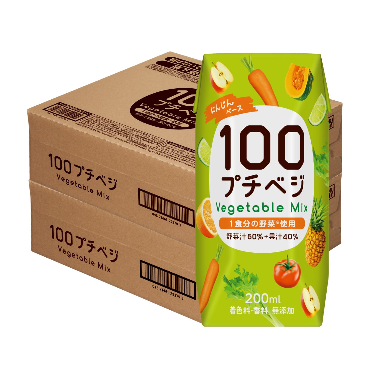 【1食分の野菜使用】 プチベジ 野菜ジュース 200ml × 72本 フルーツジュース プチベジ 紙パック 着色料 保存料 香料 無添加 砂糖 食塩 不使用