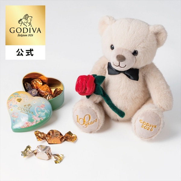 チョコレート ホワイトデー 2026 ゴディバ公式（GODIVA）ゴディバ アーリースプリング ベア＆G キューブ アソートメント ミニハート缶（5粒入）（ギフト スイーツ プレゼント）