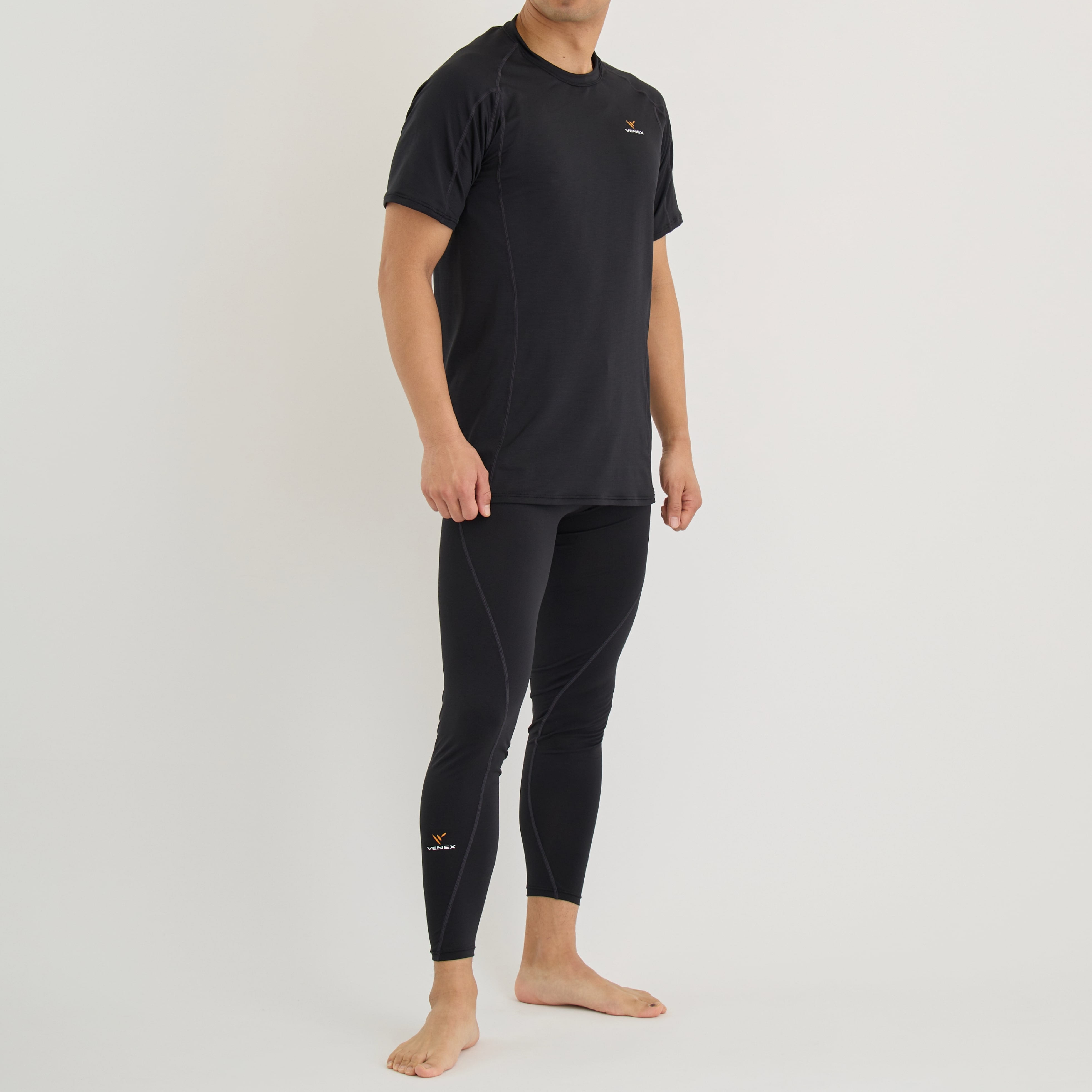 ベネクス リカバリーウェア 一般医療機器 リチャージ+ ショートスリーブ タイツ 上下セット メンズ ブラック