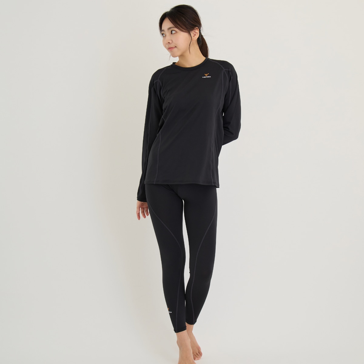 ベネクス リカバリーウェア 一般医療機器 リチャージ+ ロングスリーブ タイツ 上下セット レディース ブラック