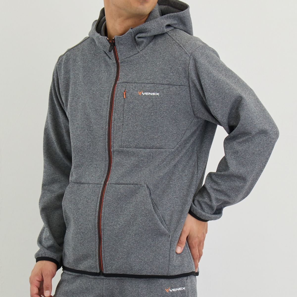 ベネクス リカバリーウェア リカバリームーヴ ジップアップフードジャケット メンズ 杢グレー