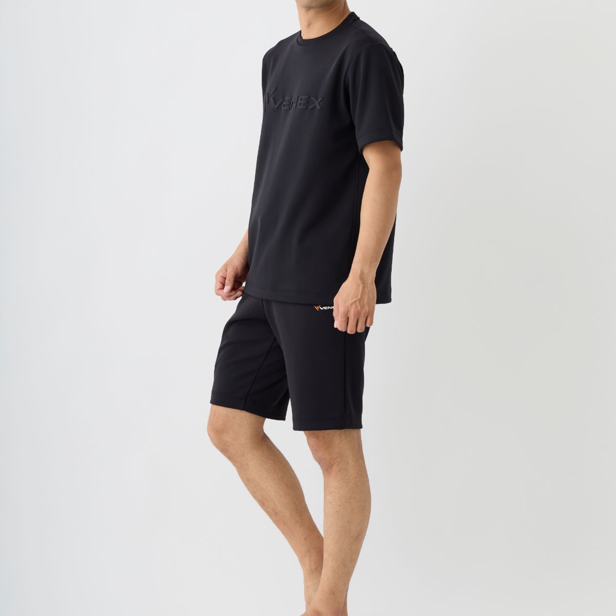 ベネクス リカバリーウェア 一般医療機器 リカバリームーヴ エンボスロゴTシャツ ハーフパンツ 上下セット メンズ ブラック