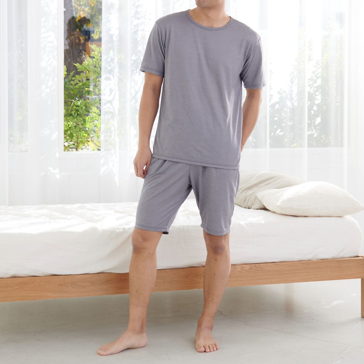 ベネクス リカバリーウェア コンフォートクール メンズ 上下セット ショートスリーブ ハーフパンツ グレー