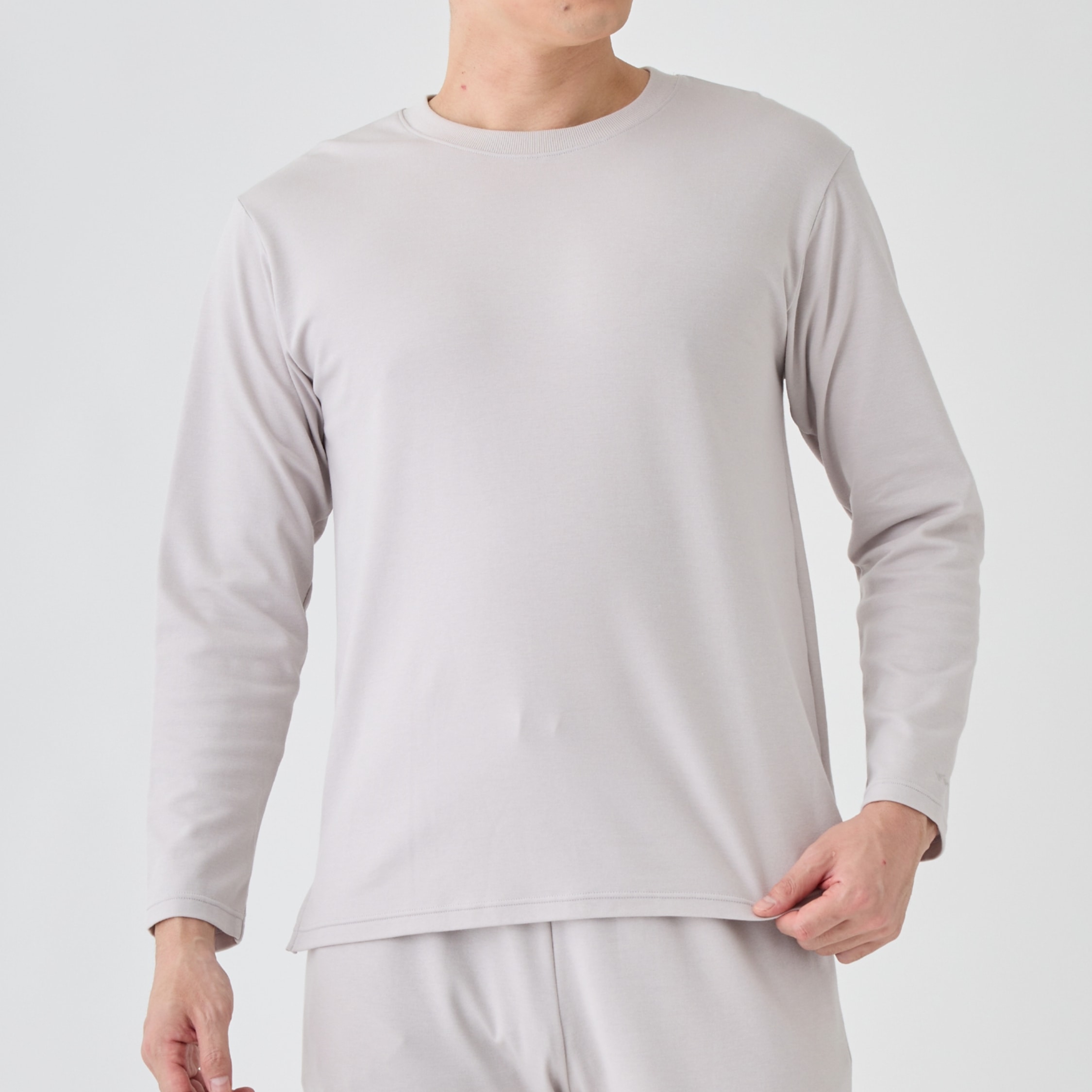 ベネクス リカバリーウェア コンフォートタッチ クルーネック 長袖 メンズ ライトグレー