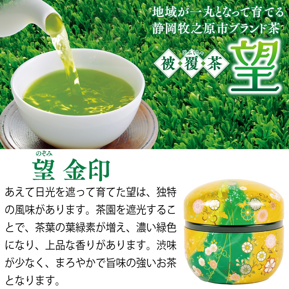 静岡県牧之原ブランド茶 望金印・茶こし箱入 ギフト プレゼント お茶 緑茶 茶葉 日本茶 静岡茶 国産 深蒸し茶 高級茶