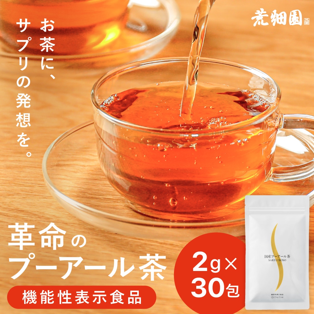 機能性表示食品 国産 プーアール茶 SARYU-SOSO 2g×30包 送料無料 メール便 ダイエット茶 内臓脂肪 プーアル茶 プアール茶 マグカップ用 静岡茶