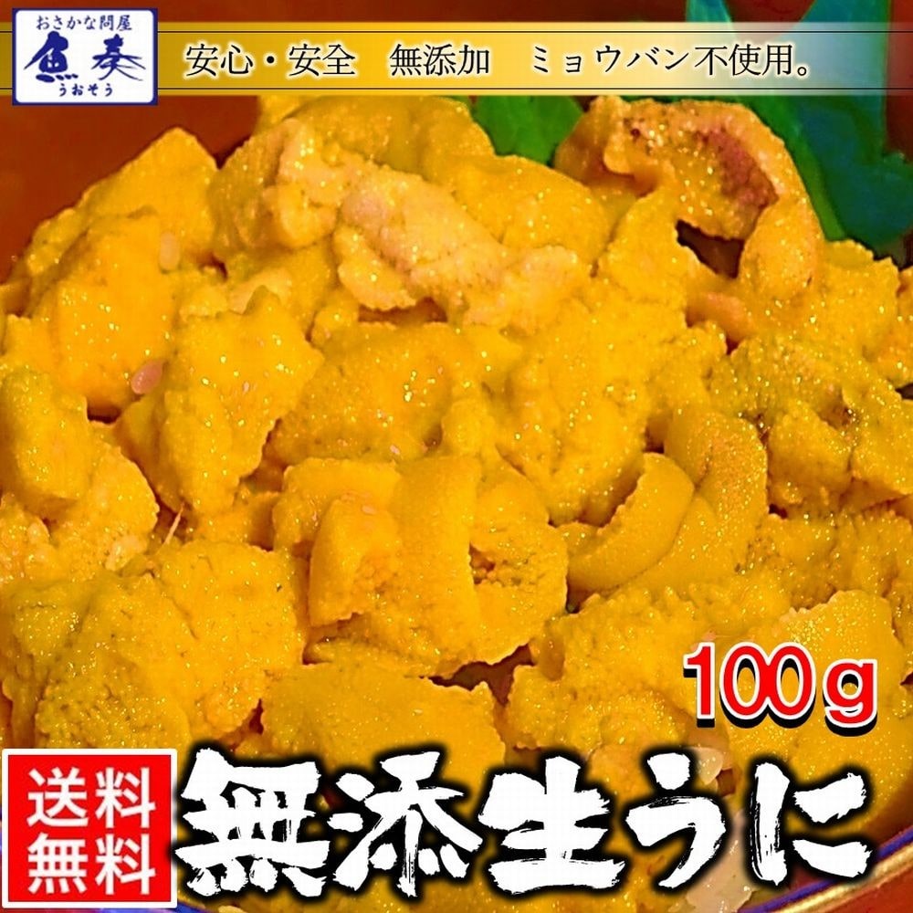 うに 100g 雲丹 冷凍生うに 無添加 ミョウバン不使用 丼2杯分 寿司 北海丼 在宅 母の日 父の日 敬老 母の日 父の日 敬老 中元 ギフト