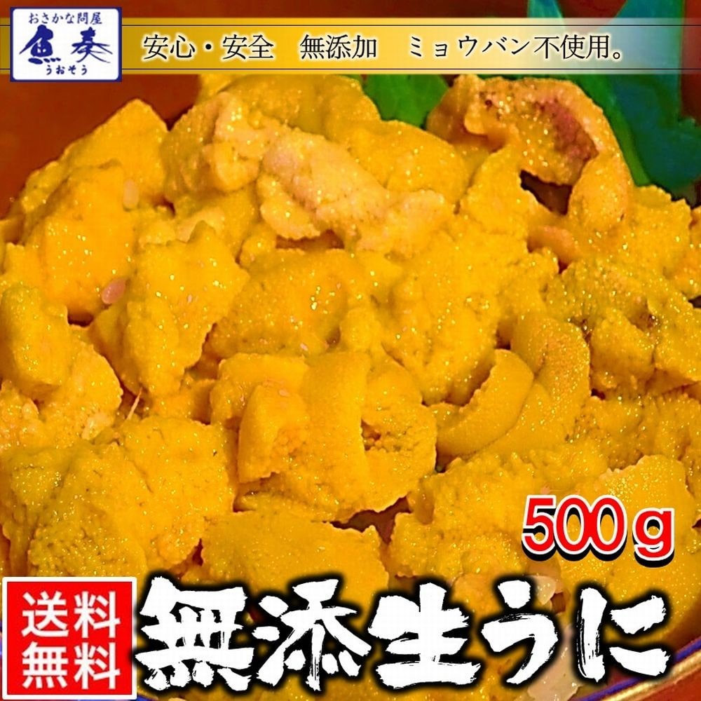 うに 雲丹 冷凍生うに 無添加 500g(100g×5P) ミョウバン不使用 うに丼2杯分 寿司 北海丼 母の日 父の日 敬老 中元 ギフト