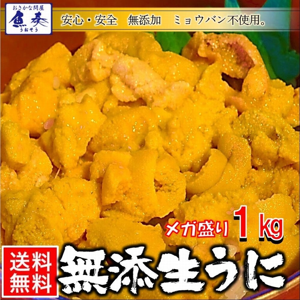 うに 雲丹 冷凍生うに 無添加 1kg(100g×10P) ミョウバン不使用 うに丼20杯分 寿司 北海丼 母の日 父の日 敬老 中元 ギフト