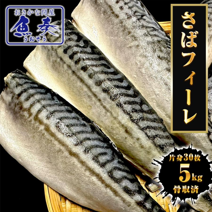 サバ さば 鯖 骨取りサバ 5kg (30枚) ケース販売 無塩 無添加 鯖半身フィーレ 良品 個別冷凍 母の日 父の日 敬老 中元 ギフト