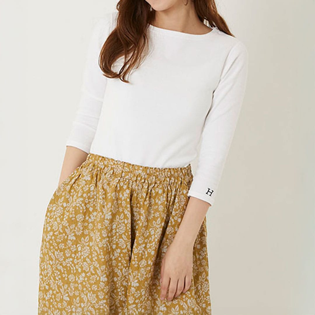 【ハリウッドランチマーケット】ストレッチフライス ボートネック ハーフスリーブ Tシャツ ウイメンズ