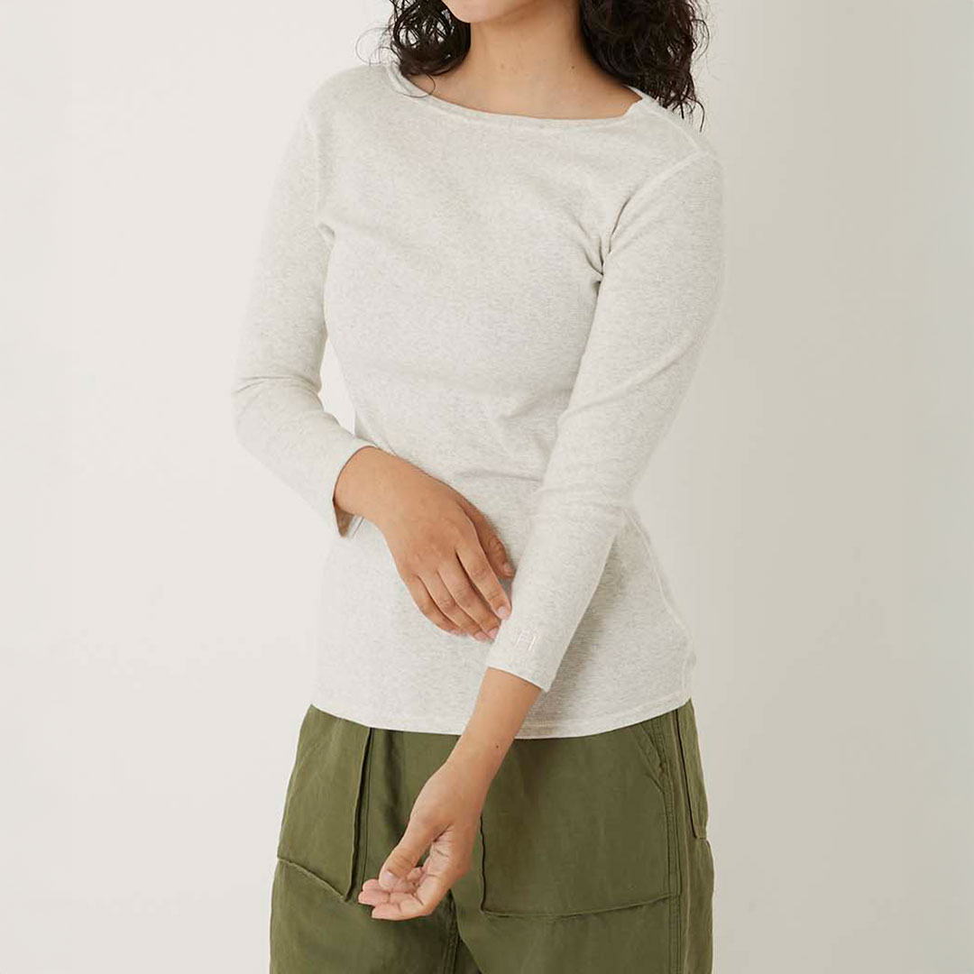 【ハリウッドランチマーケット】ストレッチフライス ボートネック ハーフスリーブ Tシャツ ウイメンズ