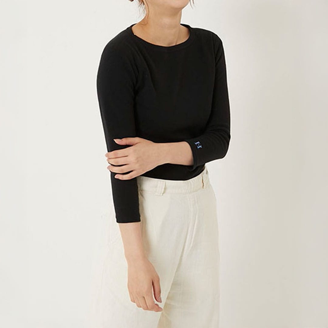 【ハリウッドランチマーケット】ストレッチフライス ボートネック ハーフスリーブ Tシャツ ウイメンズ