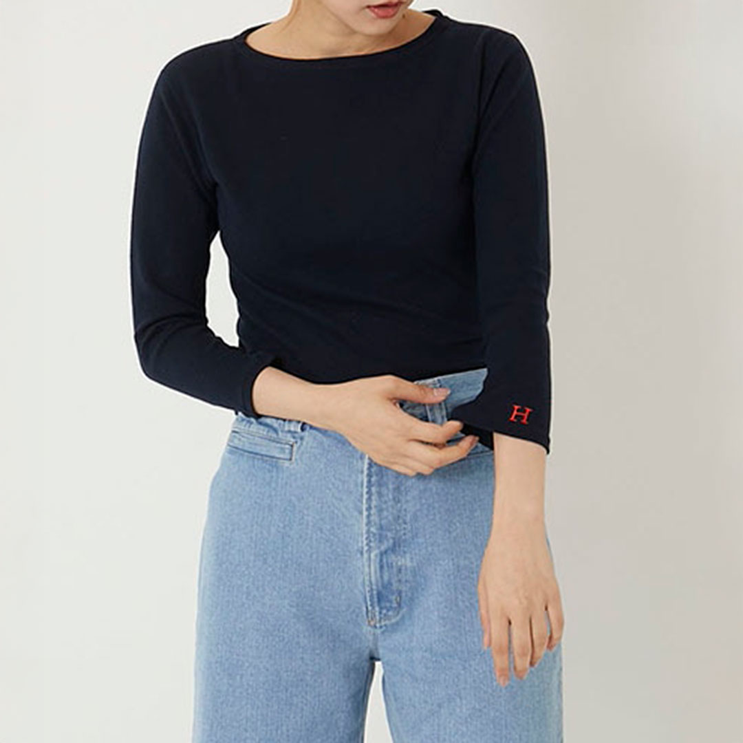 【ハリウッドランチマーケット】ストレッチフライス ボートネック ハーフスリーブ Tシャツ ウイメンズ