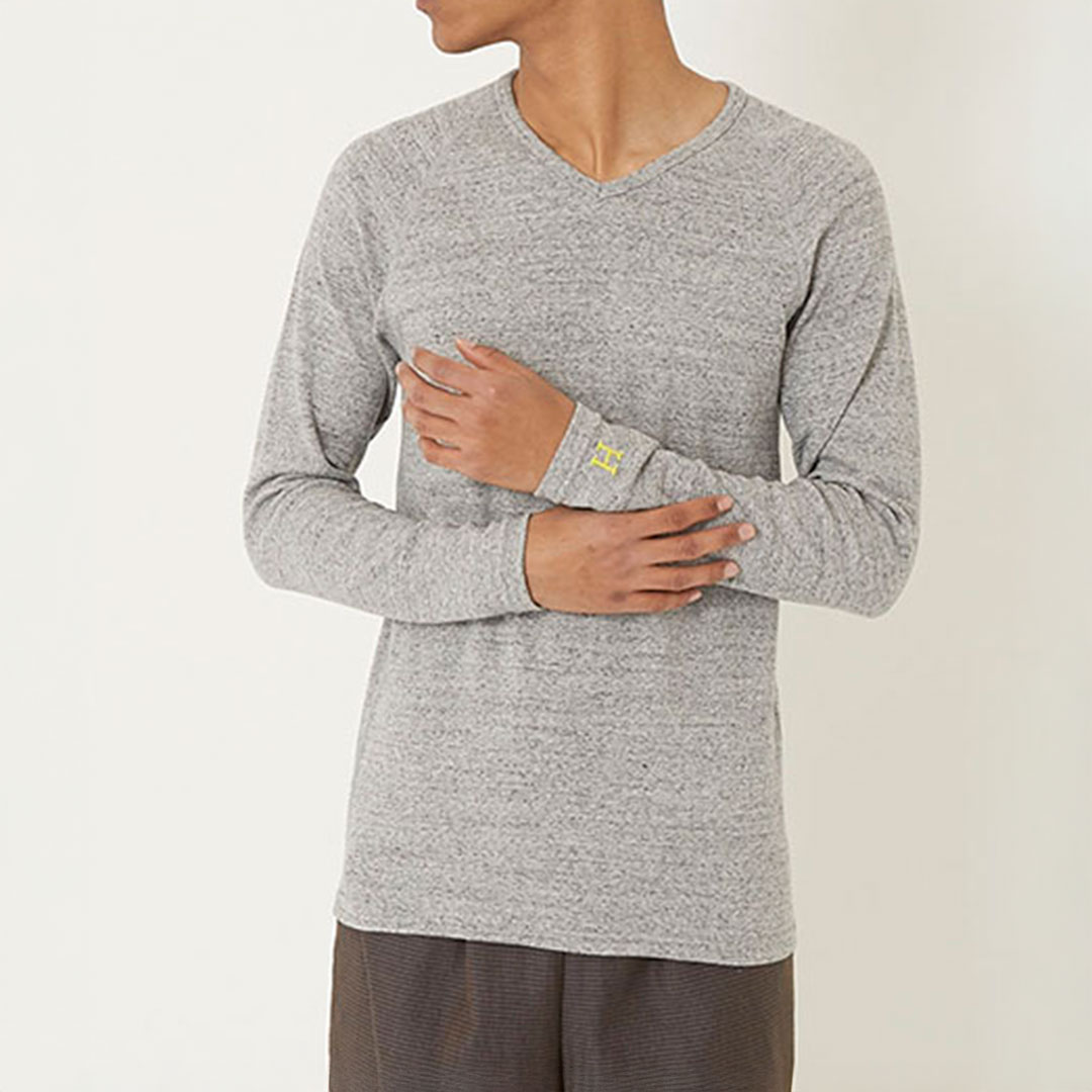 【ハリウッドランチマーケット】ストレッチフライス Vネックロングスリーブ Tシャツ