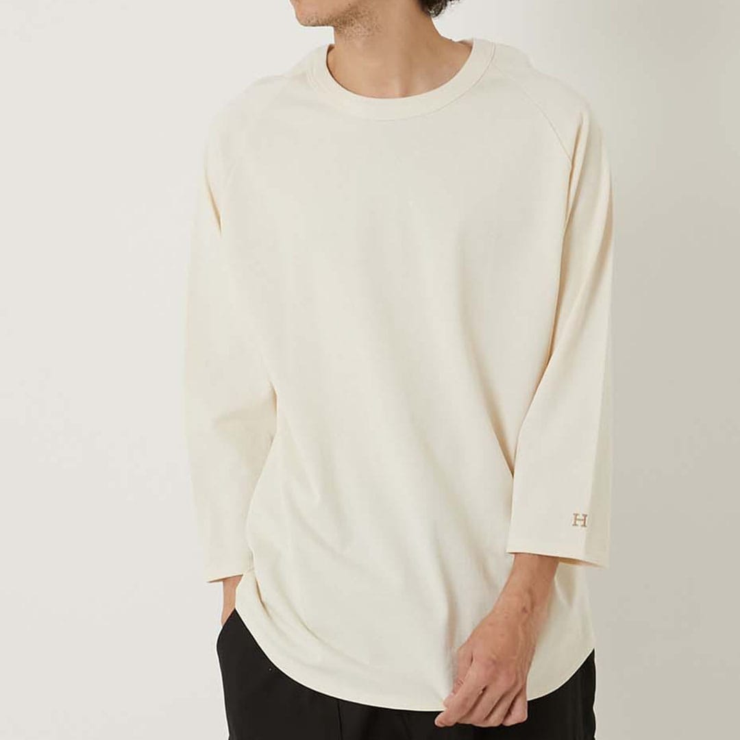 【ハリウッドランチマーケット】Hエンブロイダリー ベースボールTシャツ