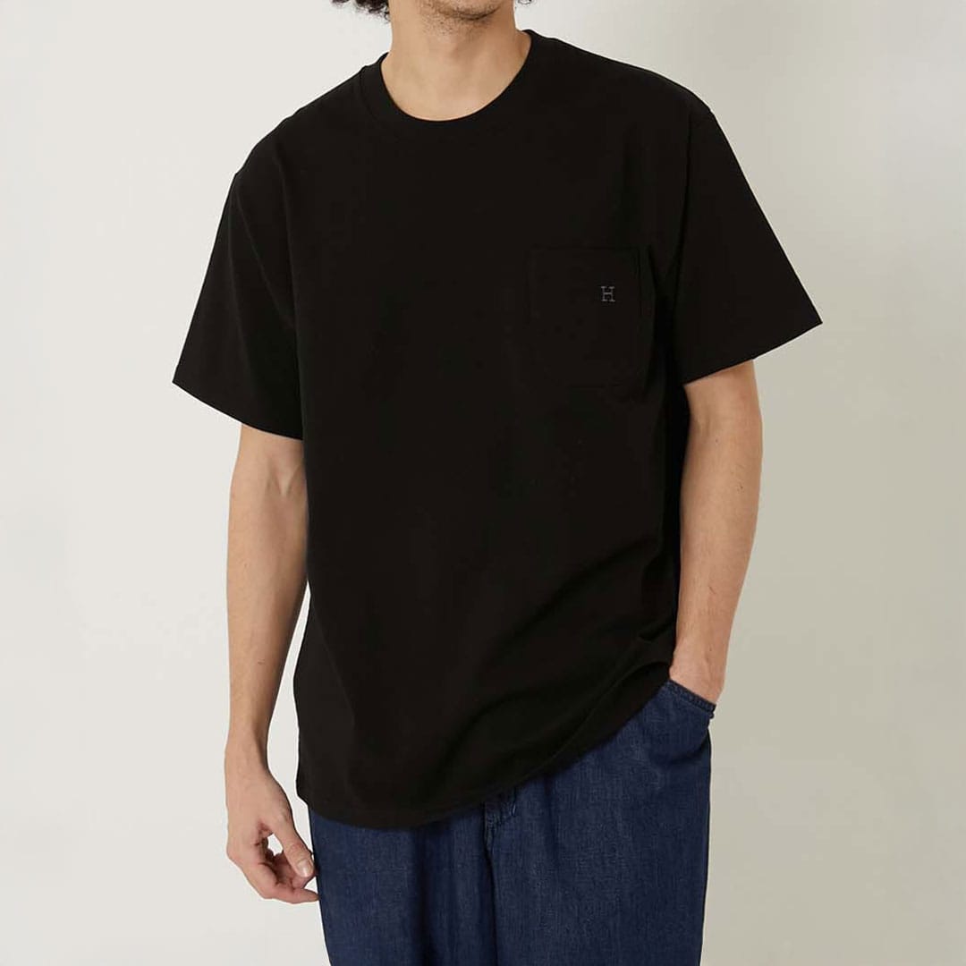 【ハリウッドランチマーケット】Hエンブロイダリー ポケットショートスリーブTシャツ
