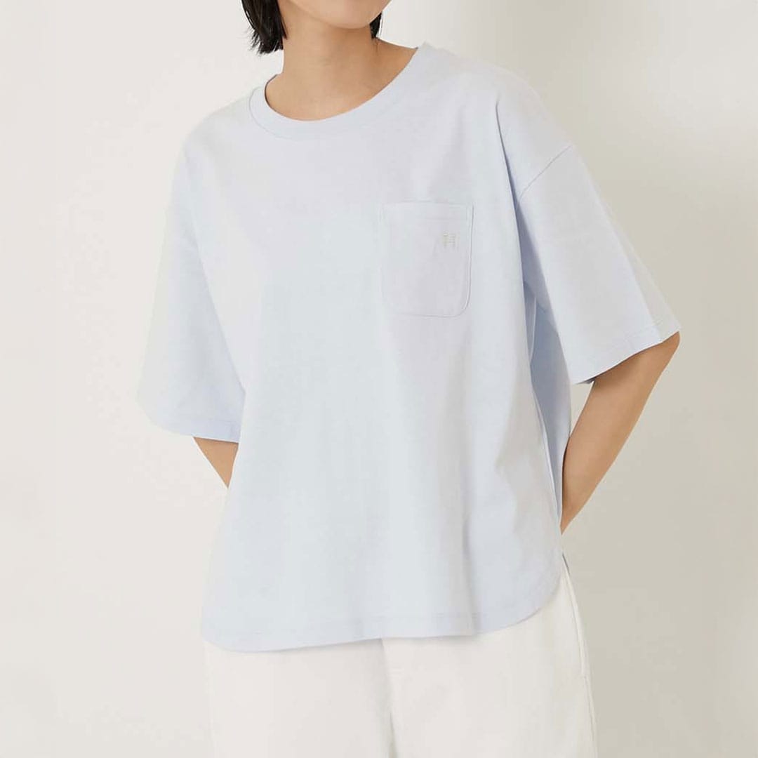 【ハリウッドランチマーケット】Hエンブロイダリー ラウンドヘム ショートスリーブTシャツ ウイメンズ