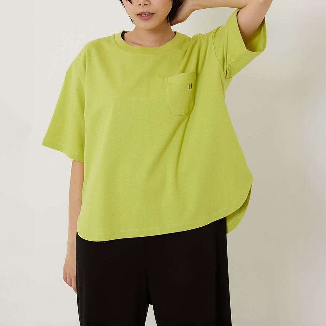 【ハリウッドランチマーケット】Hエンブロイダリー ラウンドヘム ショートスリーブTシャツ ウイメンズ