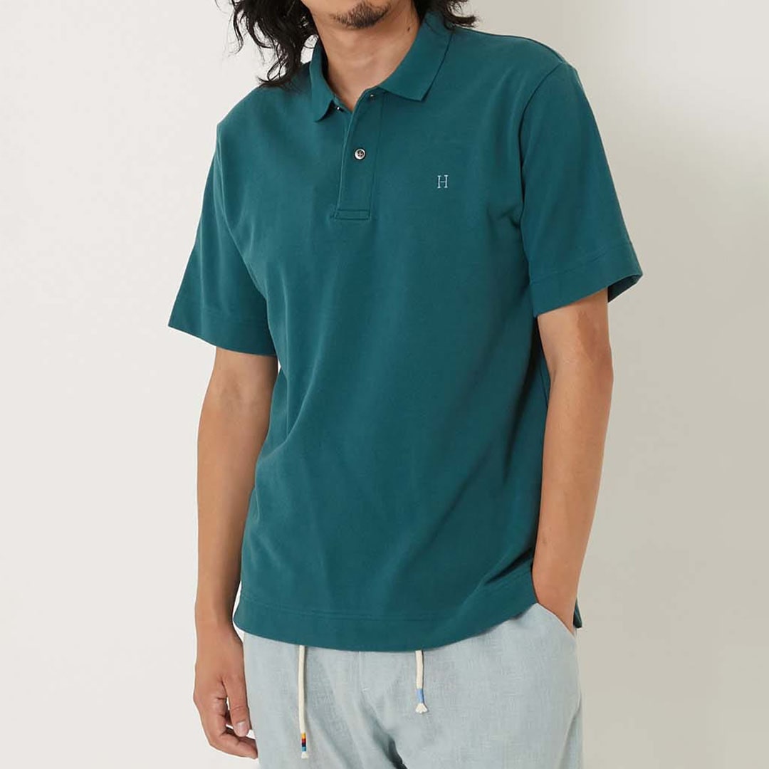 【ハリウッドランチマーケット】Ｈエンブロイダリー カノコ ポロシャツ