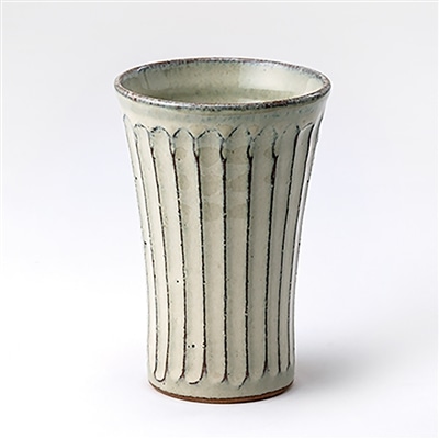 スケーター 白釉彫 酎ハイカップ (信楽焼) 鴻月 3-3204