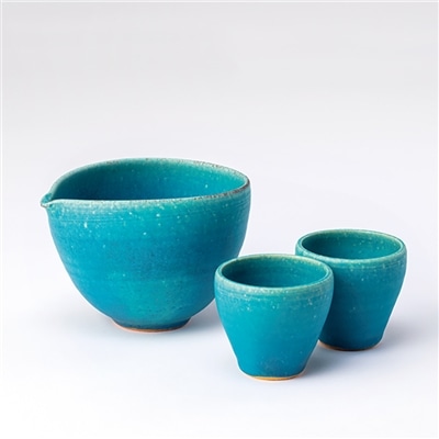 スケーター 青彩釉 酒器セット (信楽焼) 鴻月 3-3144
