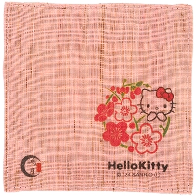 スケーター 手織り麻コースター 鴻月 Hello Kitty ピンク KOOCS1