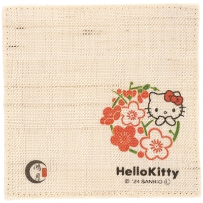 スケーター 手織り麻コースター 鴻月 Hello Kitty アイボリー KOOCS1