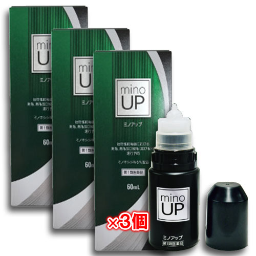 【第1類医薬品】ミノアップ60ml×3個セット【東和薬品】ミノキシジル5%配合ミノグロウ