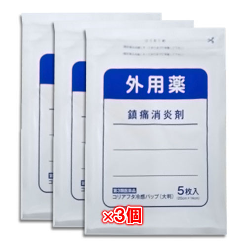 【第3類医薬品】★コリアフタ冷感パップ大判5枚入×3個セット【東和製薬】痛みとはれを抑える