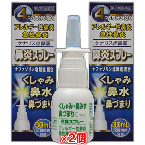 【第2類医薬品】★ケナリス点鼻薬30mL×2個セット【奥田製薬】ナザールスプレーと同じナファゾリン塩酸塩50mg配合