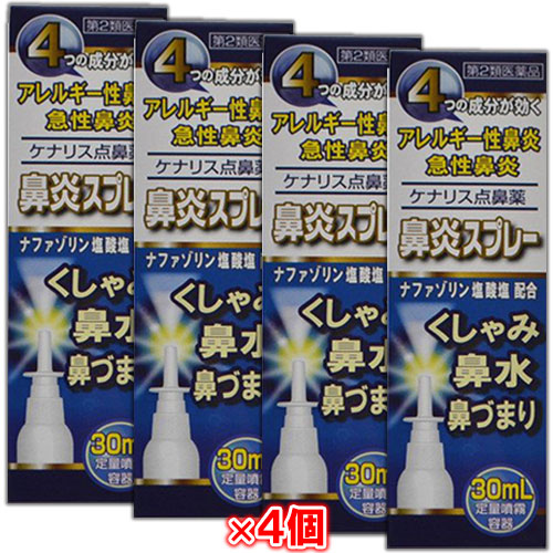 【第2類医薬品】★ケナリス点鼻薬30mL×4個セット【奥田製薬】ナザールスプレーと同じナファゾリン塩酸塩50mg配合