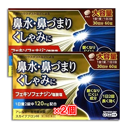 【第2類医薬品】★スカイブブロンHI60錠(30日分)×2個セット【日野薬品工業】大容量アレルギー専用鼻炎薬
