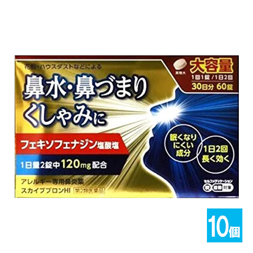【第2類医薬品】★スカイブブロンHI60錠(30日分)×10個セット【日野薬品工業】大容量アレルギー専用鼻炎薬