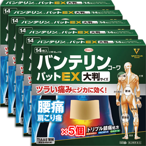 【第2類医薬品】★バンテリンコーワパットEX大判サイズ14枚×5個セット【Kowa興和】