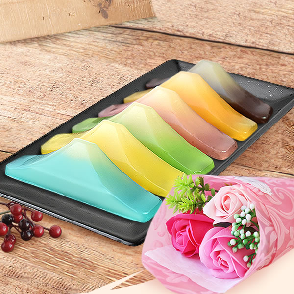 ギフト プレゼント スイーツ 送料無料 【富士山羊羹＋ピンクブーケ】 花束 ソープフラワー ブーケ お菓子 和菓子 洋菓子 セット