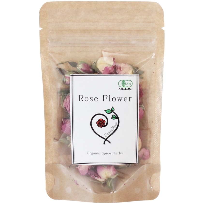 ローズティー オーガニック ローズフラワー 25g ハーブティー 薔薇茶 ドライローズ 有機JAS バラ茶 手摘み