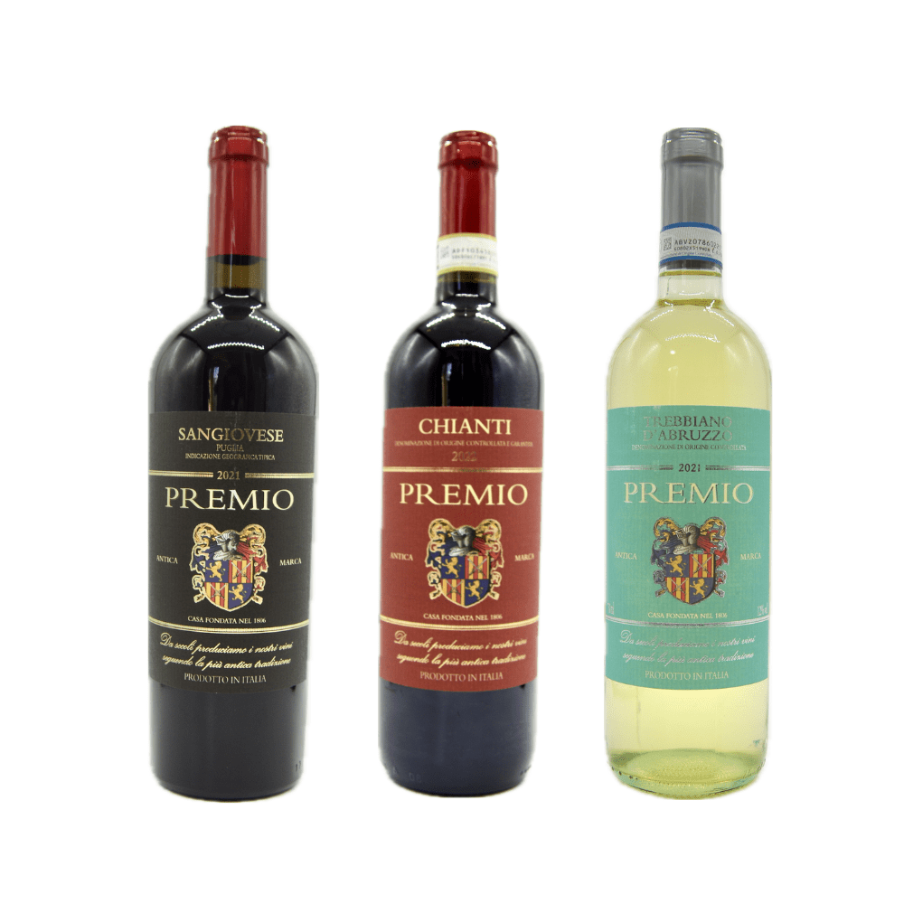 [イタリアワイン3本セット] PREMIO キャンティ 赤ワイン 750ml と PREMIO サンジョベーゼ 100% 赤ワイン 750ml と PREMIO トレッビアーノ 100% 白ワイン 750ml