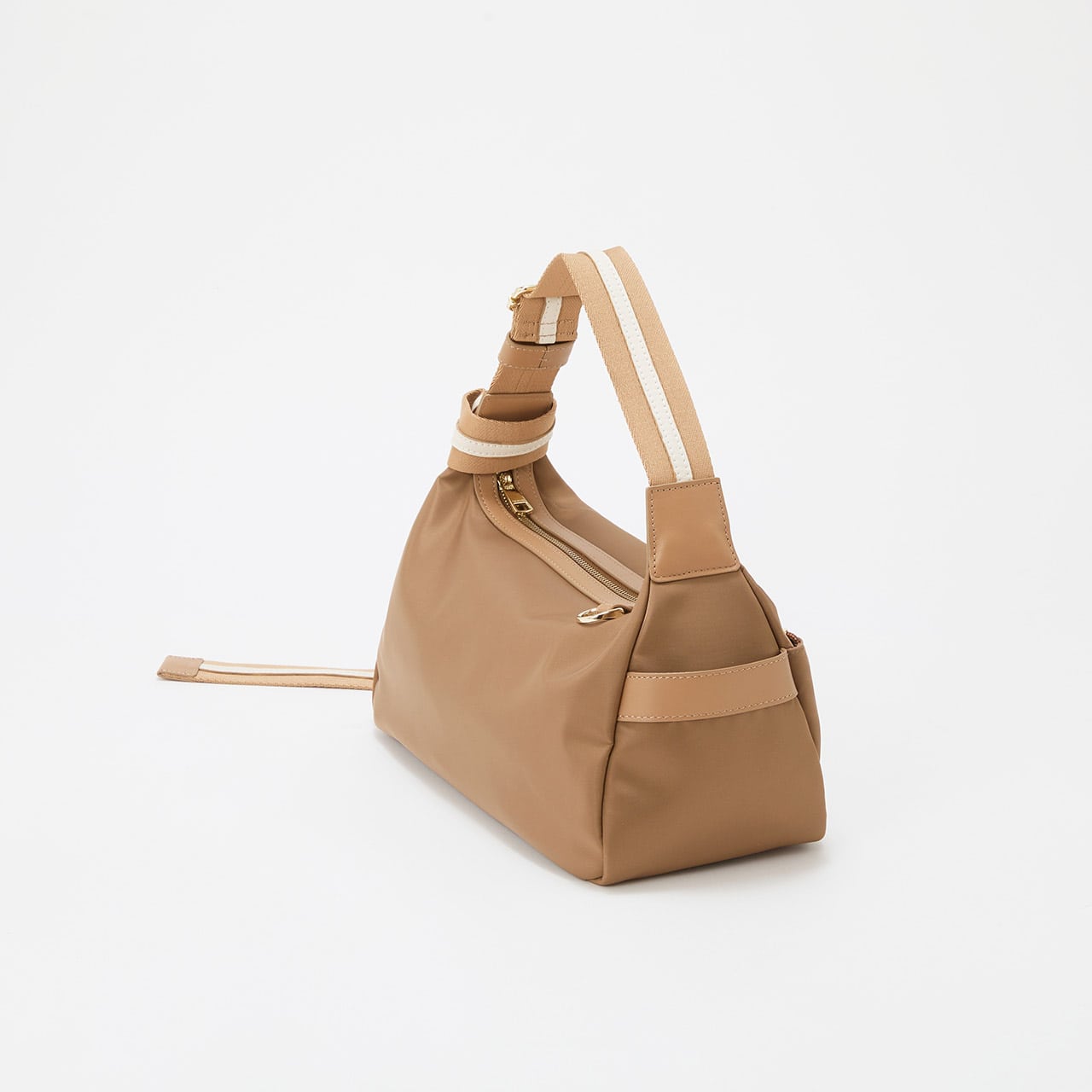 【TREASURE TOPKAPI】ナイロン ストライプ ベルト ショルダー バッグ キャメル FREE