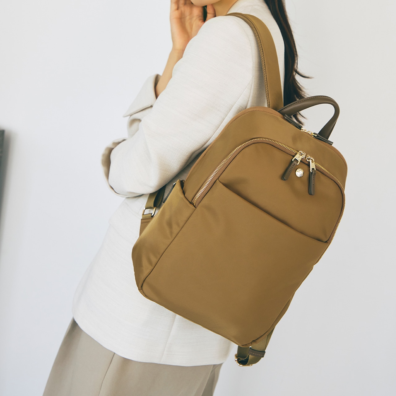 【Breath TOPKAPI】ナイロン 多機能リュック / 撥水 / PC対応 キャメル FREE