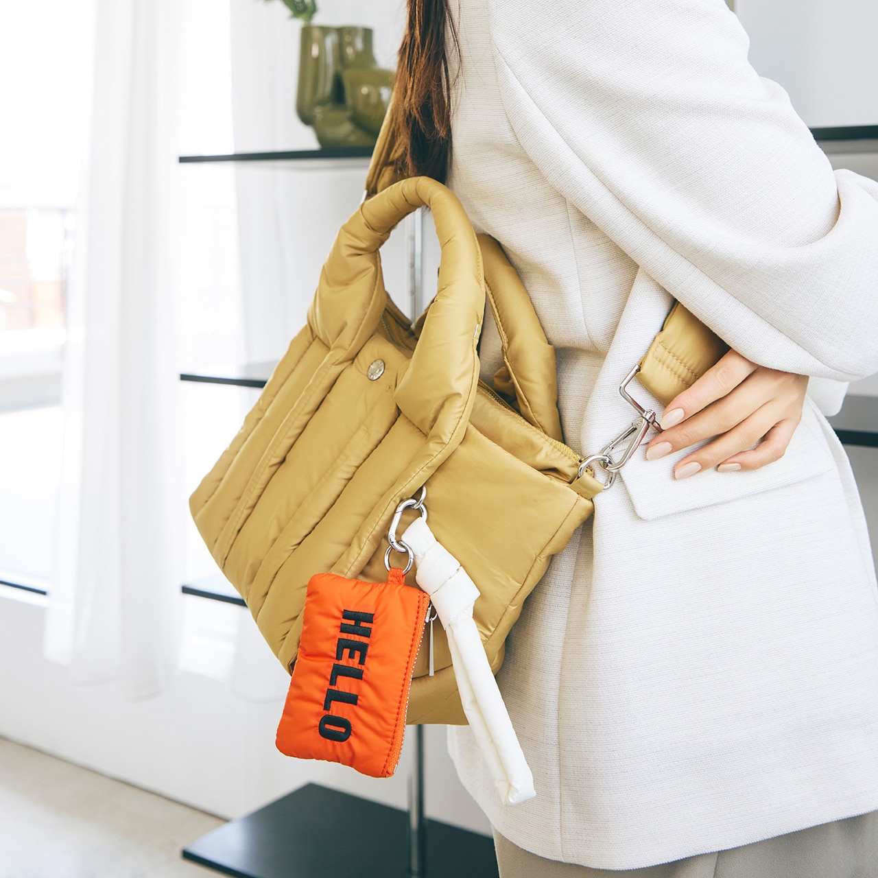 【Breath TOPKAPI】パフィング 2way ミニ トートバッグ チャーム付き ベージュ FREE