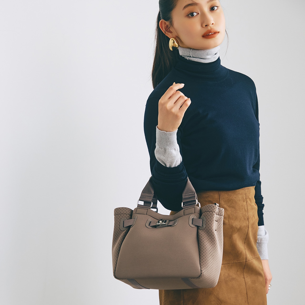 【TREASURE TOPKAPI】ネオプレン 2way ミニ トートバッグ ブラウン FREE