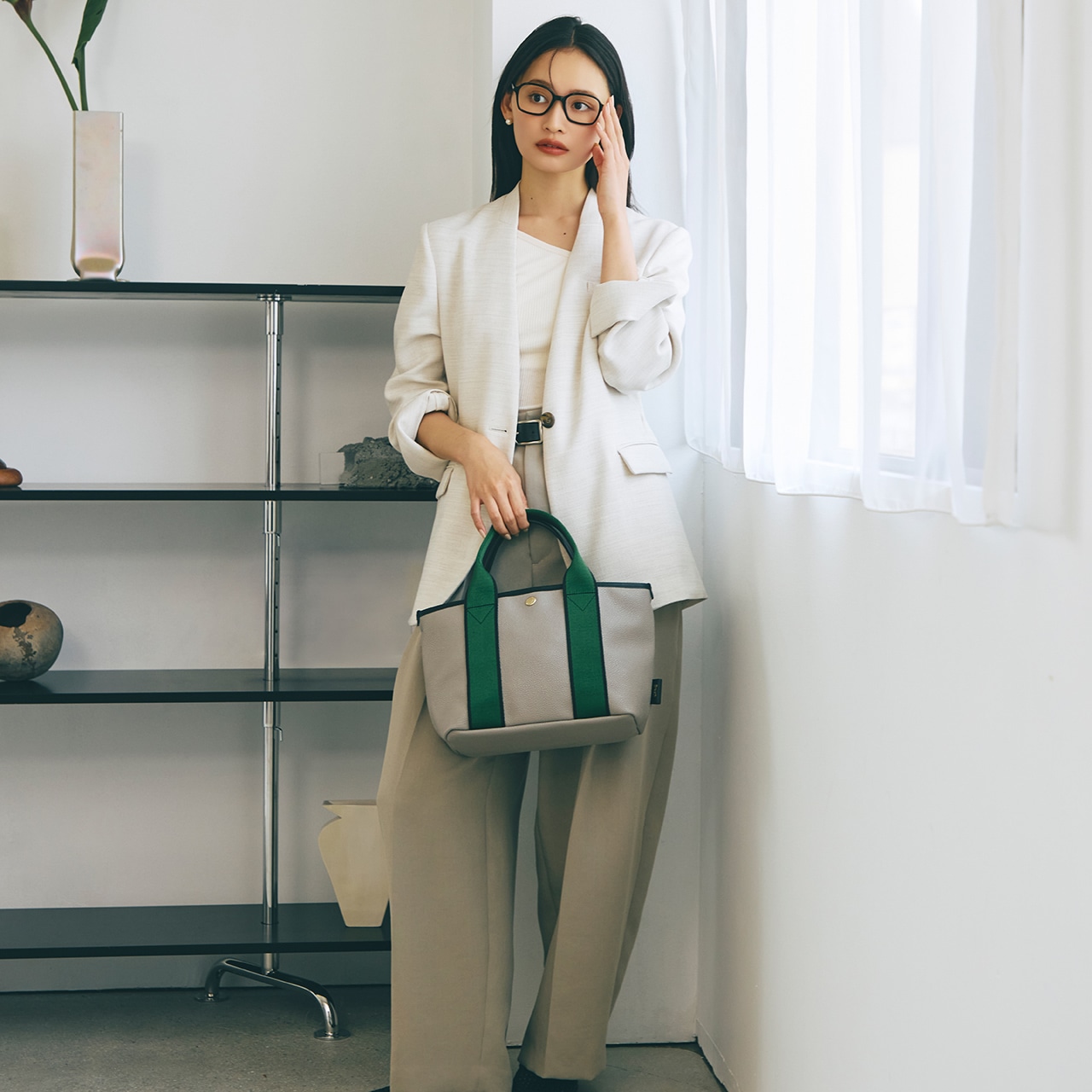 【Breath TOPKAPI】SCOTCH GRAIN スコッチグレイン シンプル 2way トートバッグ グリーン FREE