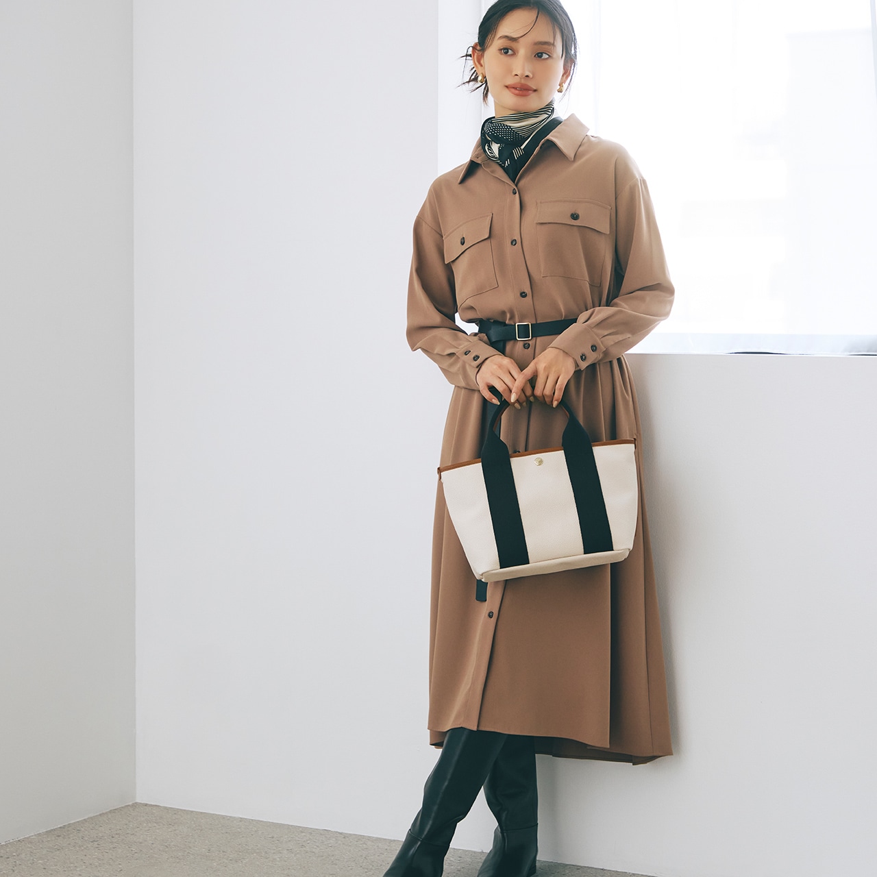 【Breath TOPKAPI】SCOTCH GRAIN スコッチグレイン シンプル 2way トートバッグ クリーム FREE