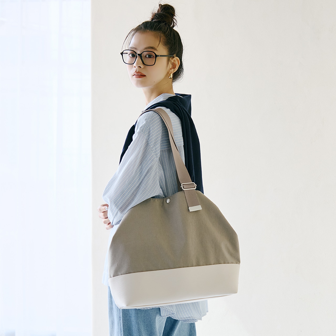 【Breath TOPKAPI】RIPPLE リプル リンクル ナイロン 変形 トートバッグ/ A4対応 グレージュ FREE